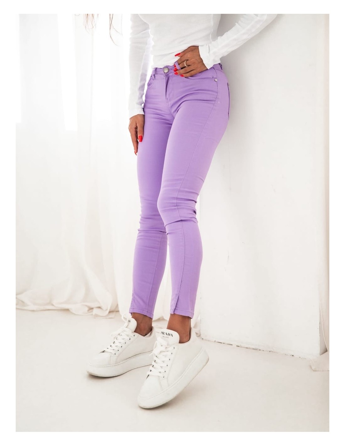 Fashionable light purple denim pants 875 - Online store - Boutique